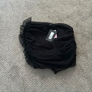 One shoulder mesh top